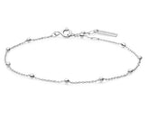 Sterling Silver Curb Link Chain Bracelet w/ Bead Details -7.25"